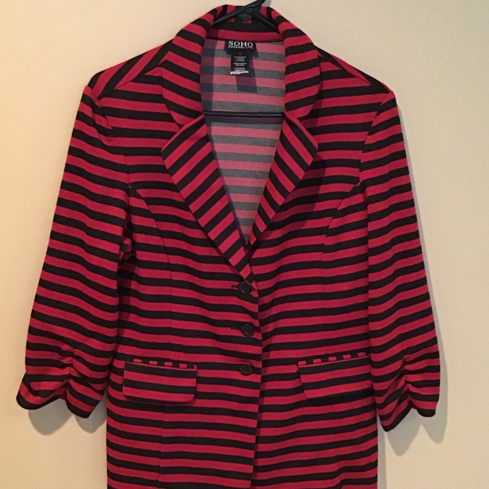Black and red stripe blazer